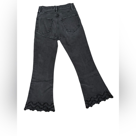 FRAME Denim  Eyelet-Hem Cropped Lacey Flared Jeans – Size 25 - Picture 8 of 8